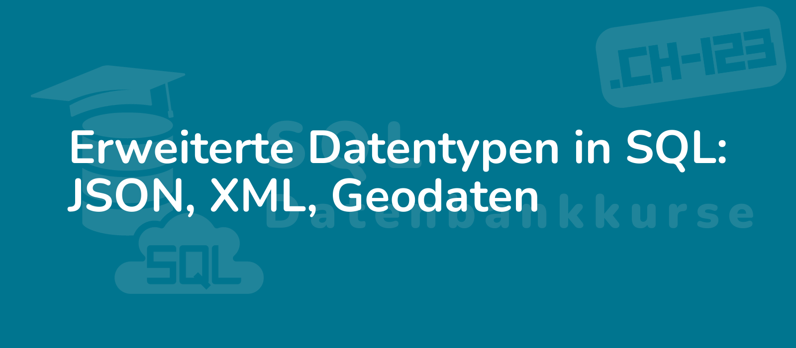 a visually appealing image featuring sql related icons against a sleek background representing advanced data types like json xml and geodata